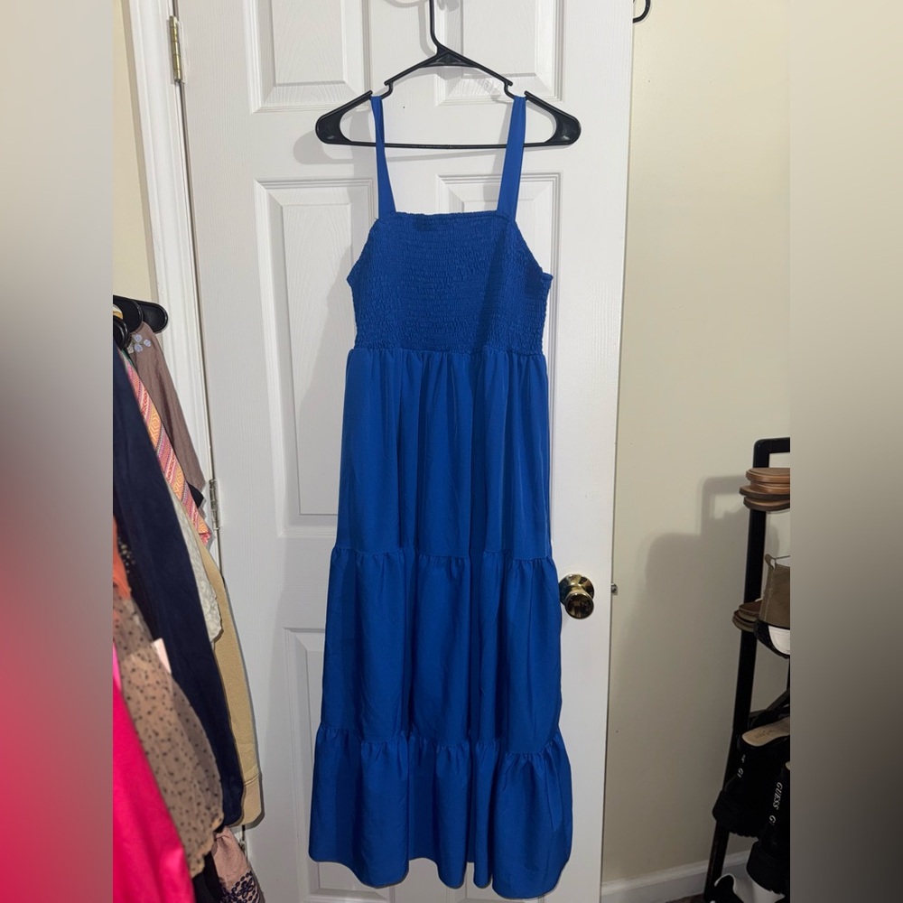 Elegant Blue Ankle Length Dress - Picture 3 of 7